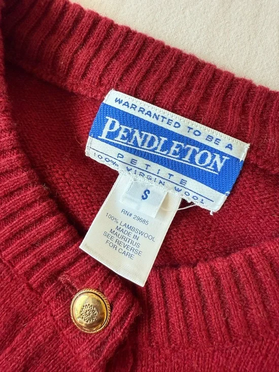 Pendleton Women's Wine Red Wool Button-Front Cardigan - Picture 2 of 5